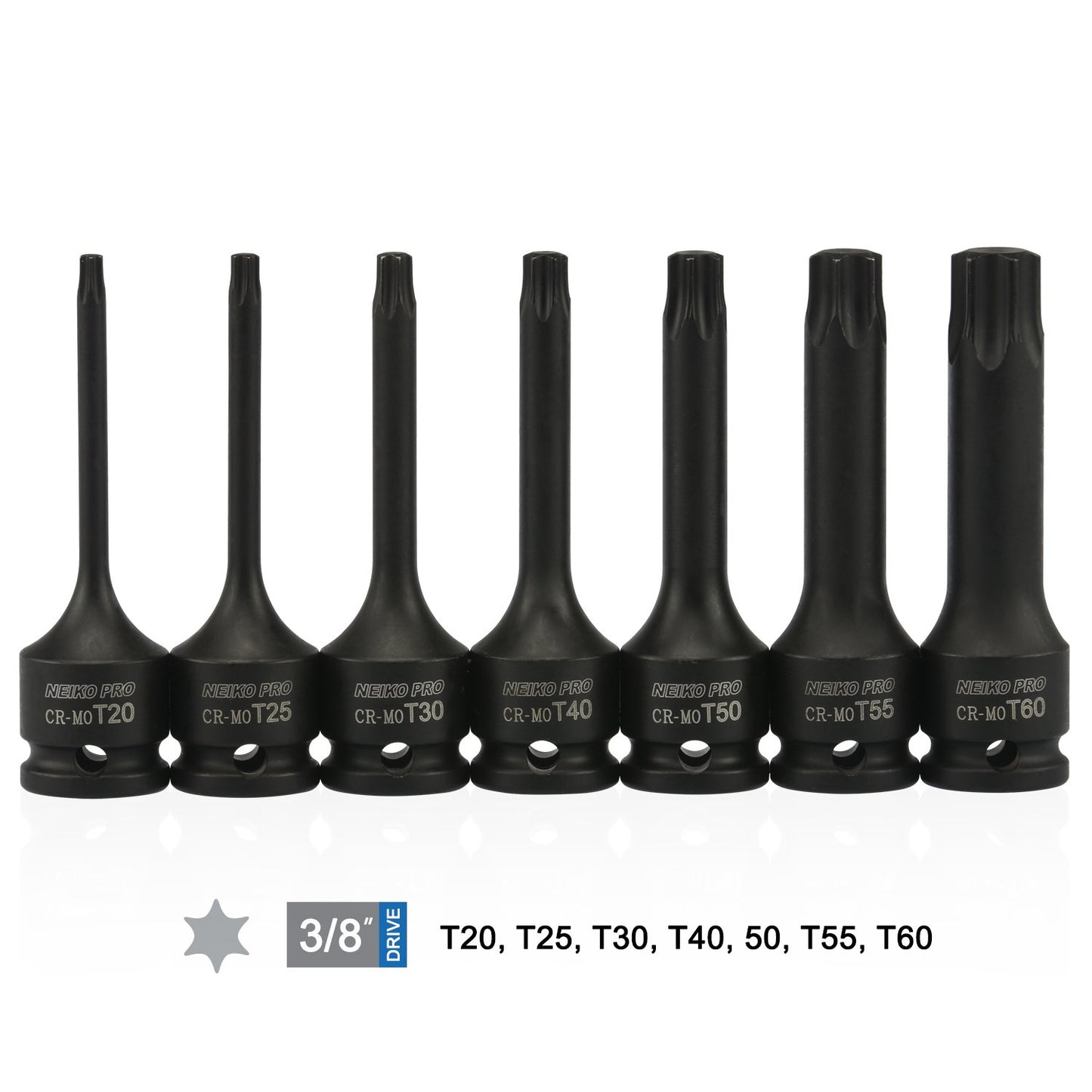 Torx Star Driver Bit Socket 3/8" Dr Set 7 Pc.
