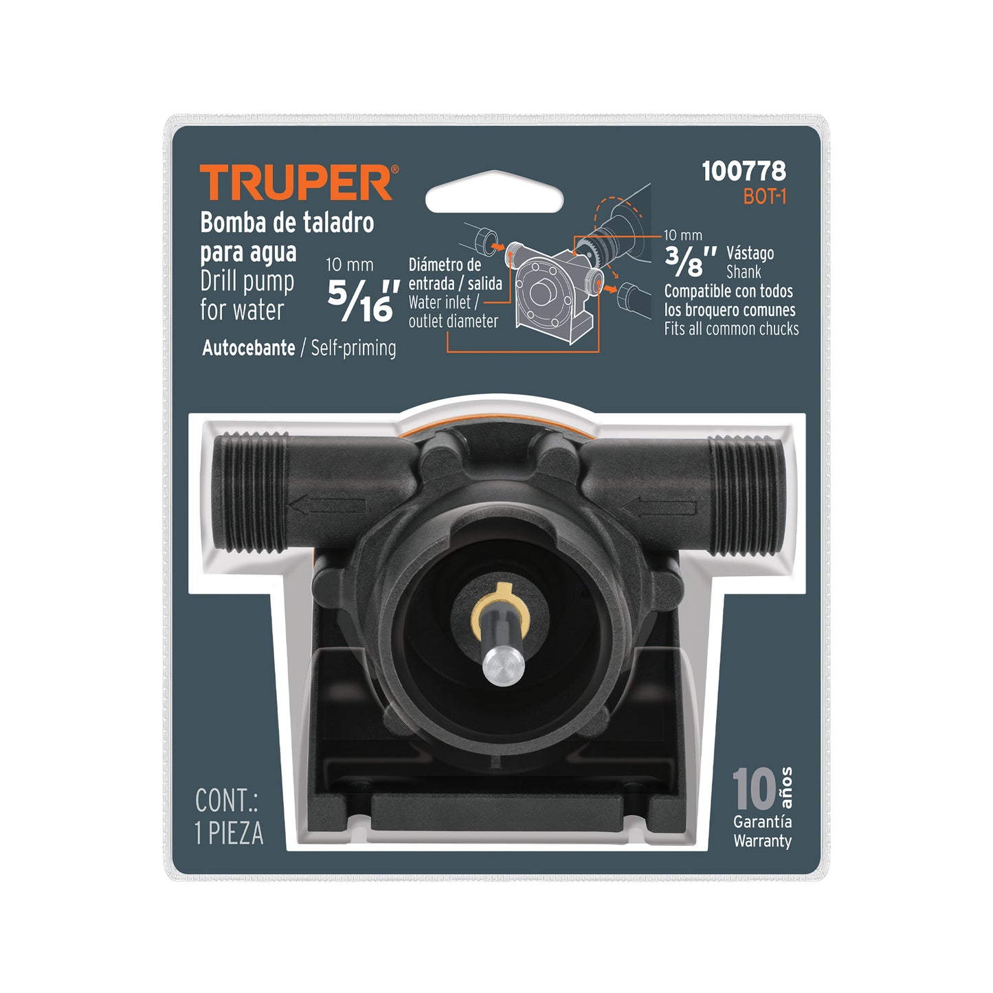 Self-priming pump for use with drill, "TRUPER"