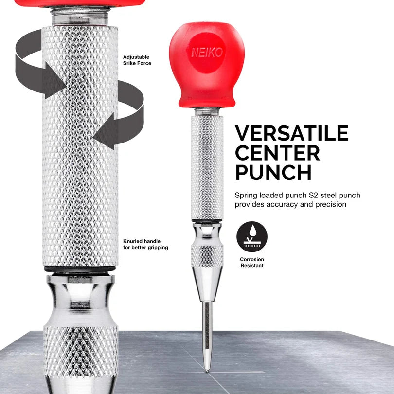 Step Drill Bit Set and Automatic Center Punch 5 Piece, 41 SAE