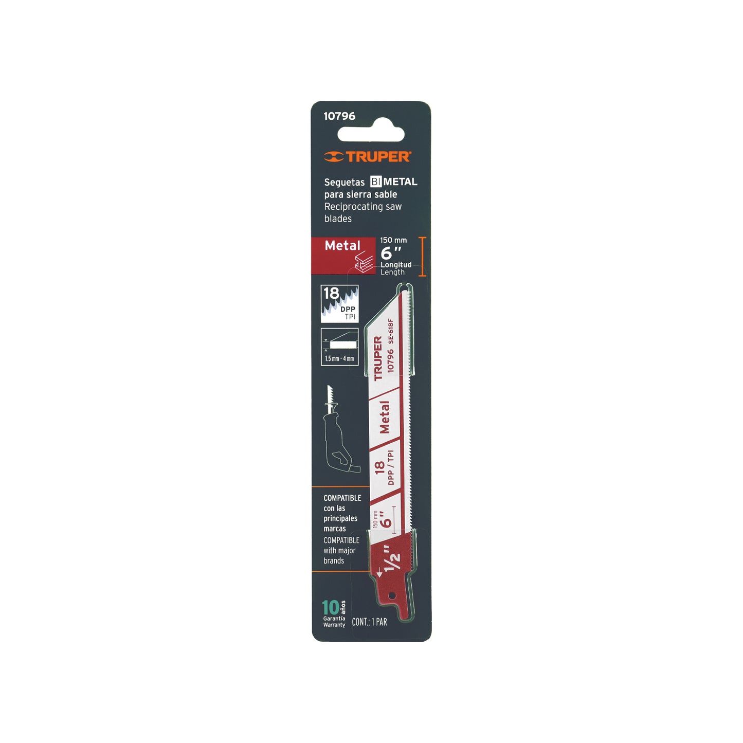 Blister Pack With Reciprocating Saw Blades For Metal 2 6" 18 TPP TRUPER