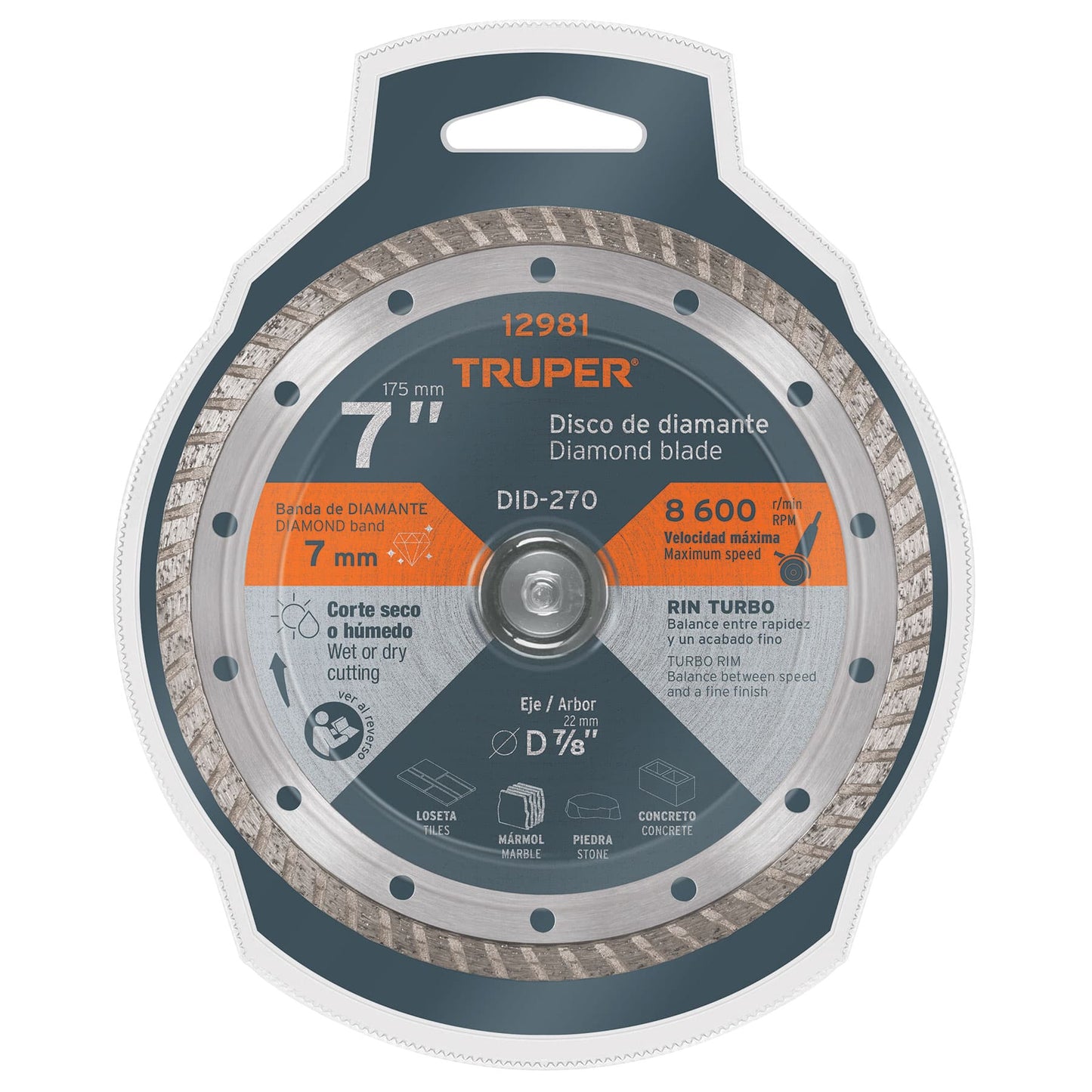 Diamond Disc, 7" x 2.8 mm Turbo Rim, TRUPER