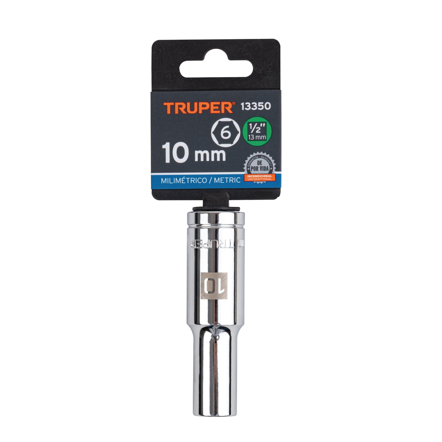 Deep Socket, 6 Points, 1/2" Drive, 22mm TRUPER
