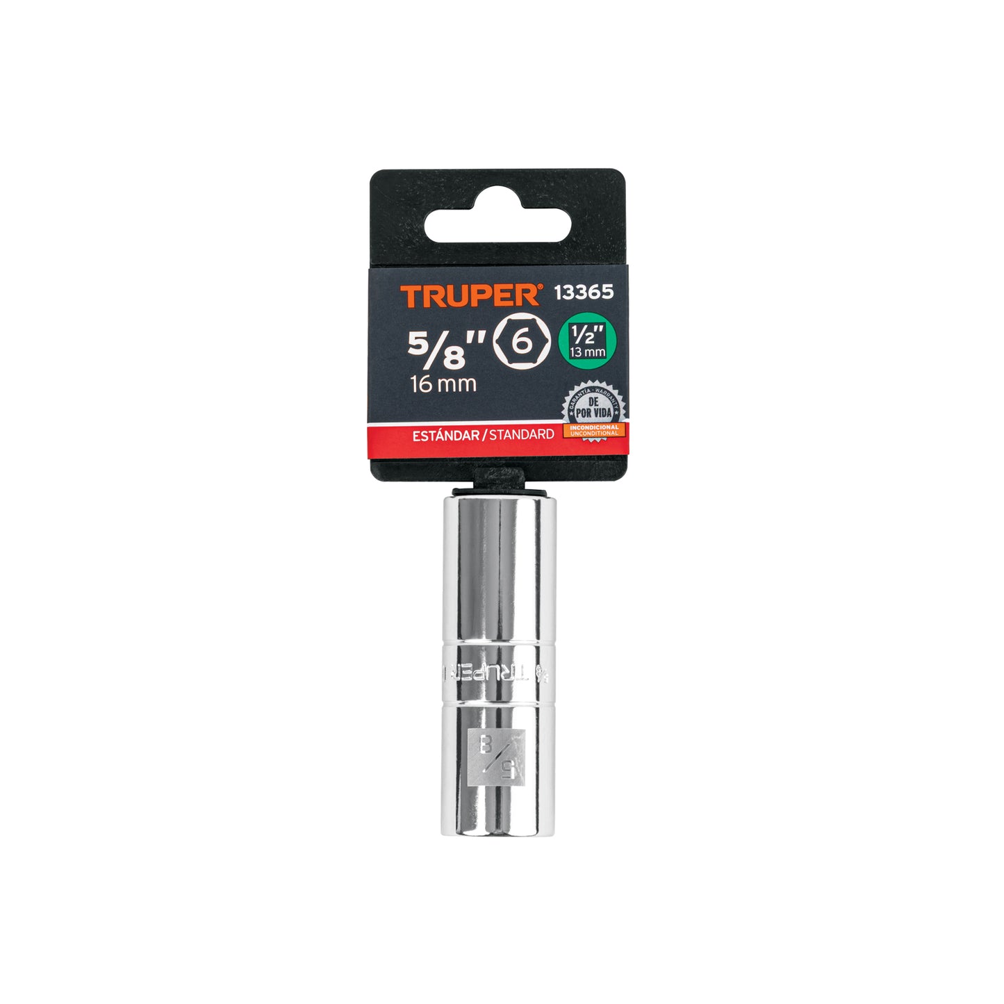 Long Spark Plug Socket, 5/8" 6 Points, 1/2" Drive