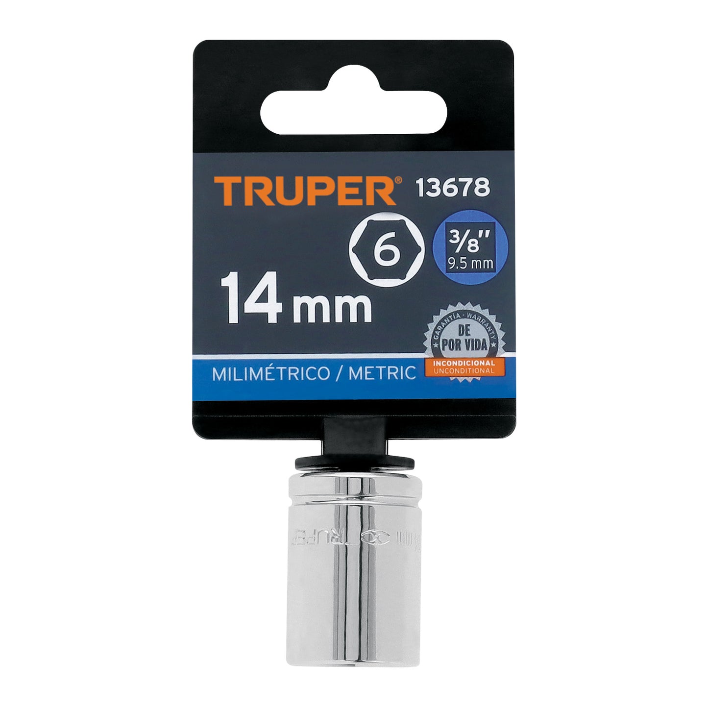 Socket, 6 Points, 3/8" Drive, 14mm TRUPER