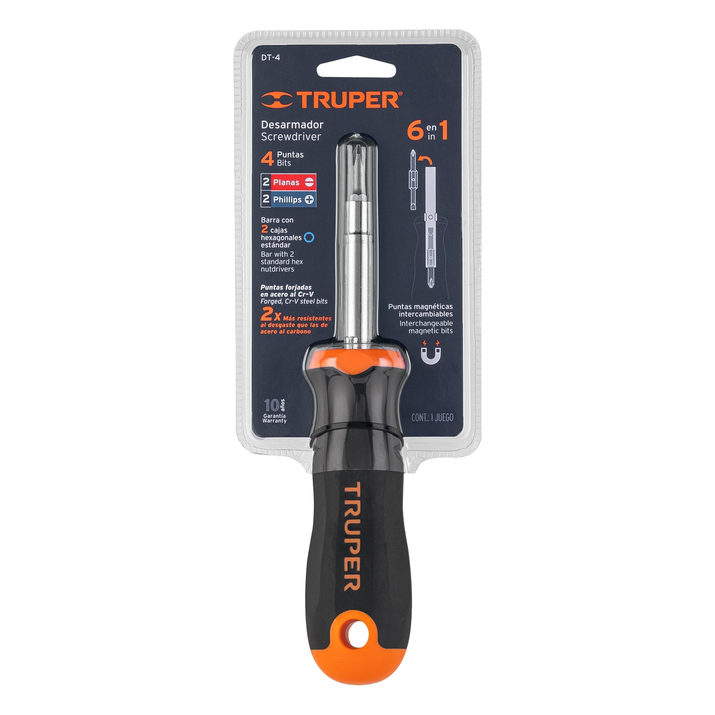 Screwdriver With 2 Double-Ended Tips And Bar With 2 Hexagonal Sockets TRUPER