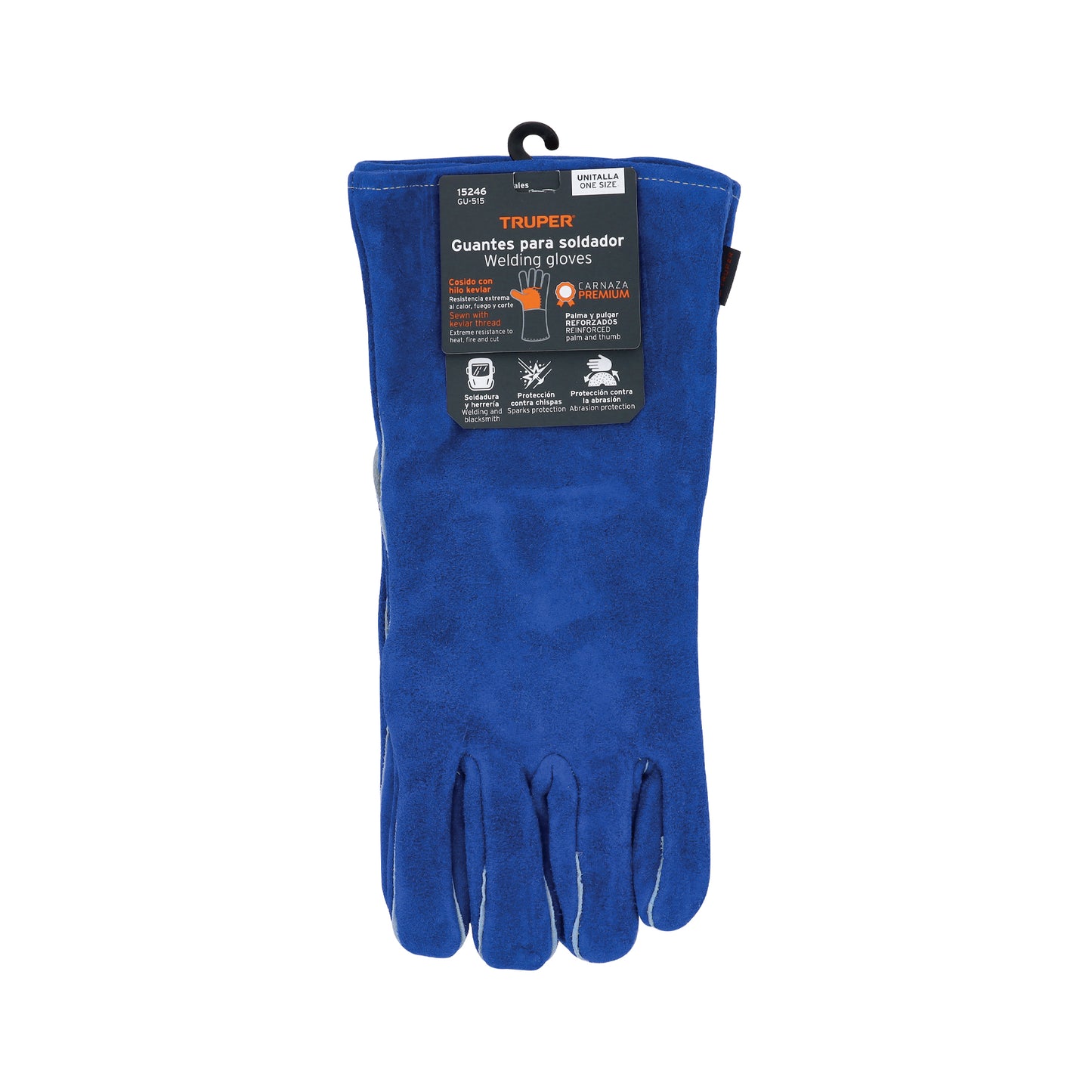 Welding Gloves, Reinforced, Blue, TRUPER