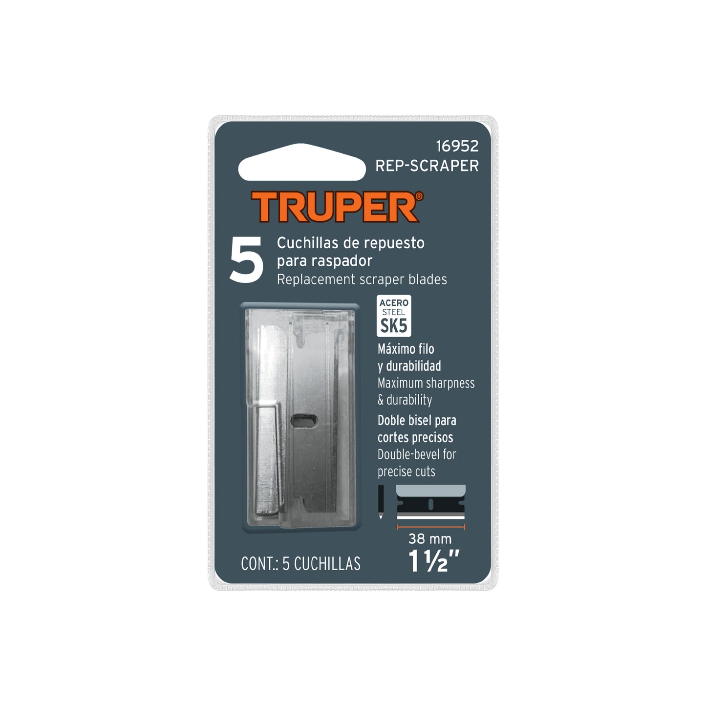 Blister Pack With 5 Replacement Blades For RASP-3,2,1 And NC-10