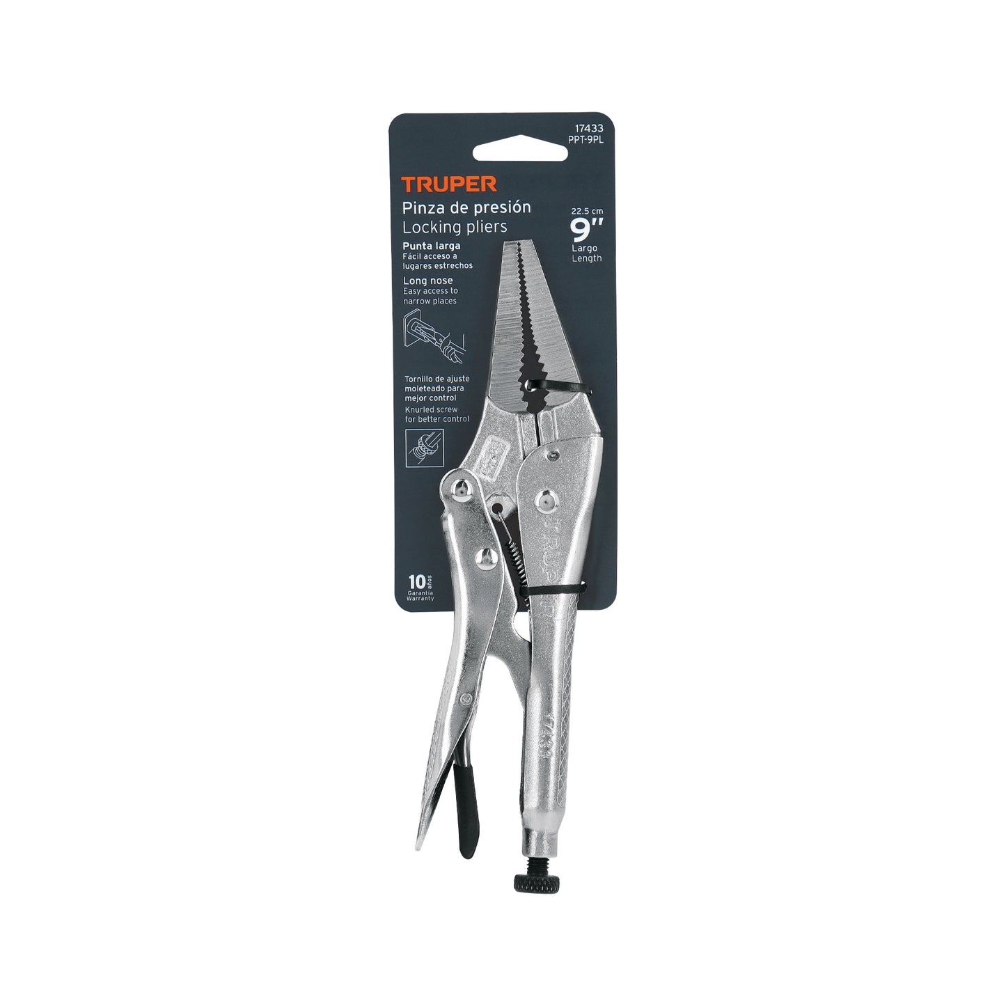 Locking Pliers, Long Nose, 9" TRUPER