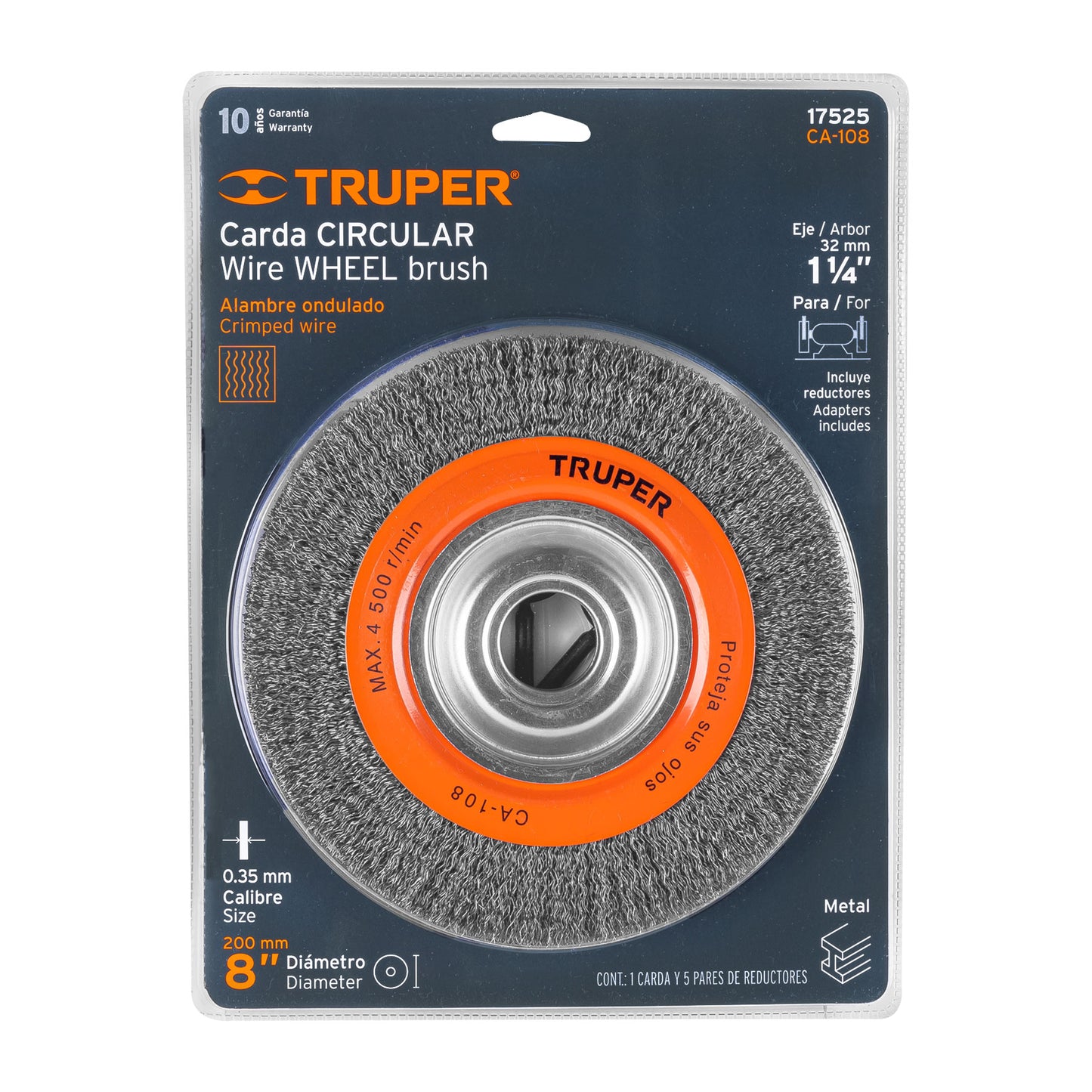Crimped Wire Brush For Grinder, 8" x 7/8" TRUPER