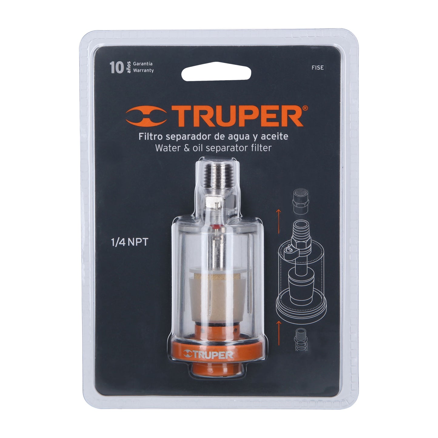 Oil and Water Separator Filter, 1/4" NPT Thread TRUPER