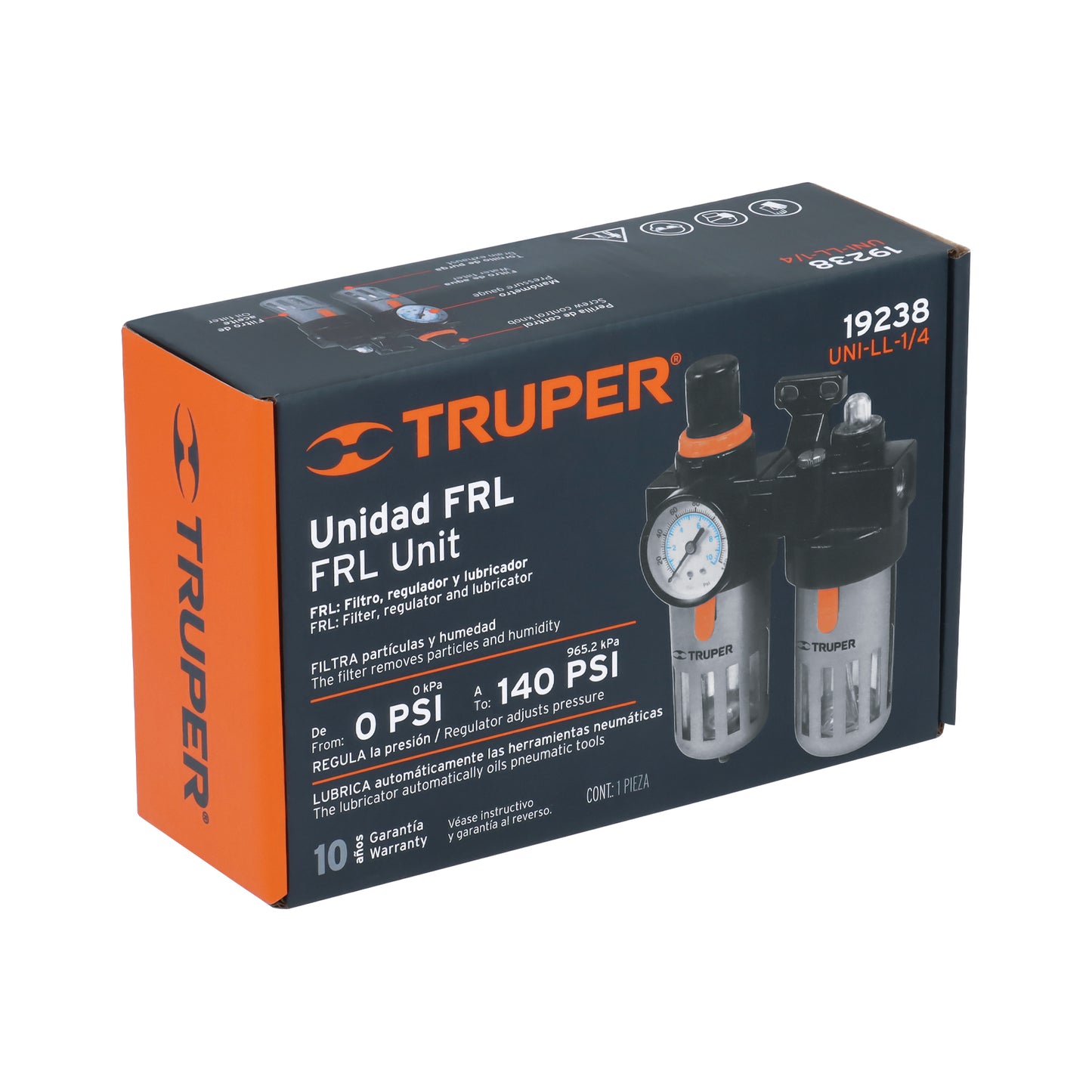 Air Filter And Regulator With Lubrication Module, TRUPER