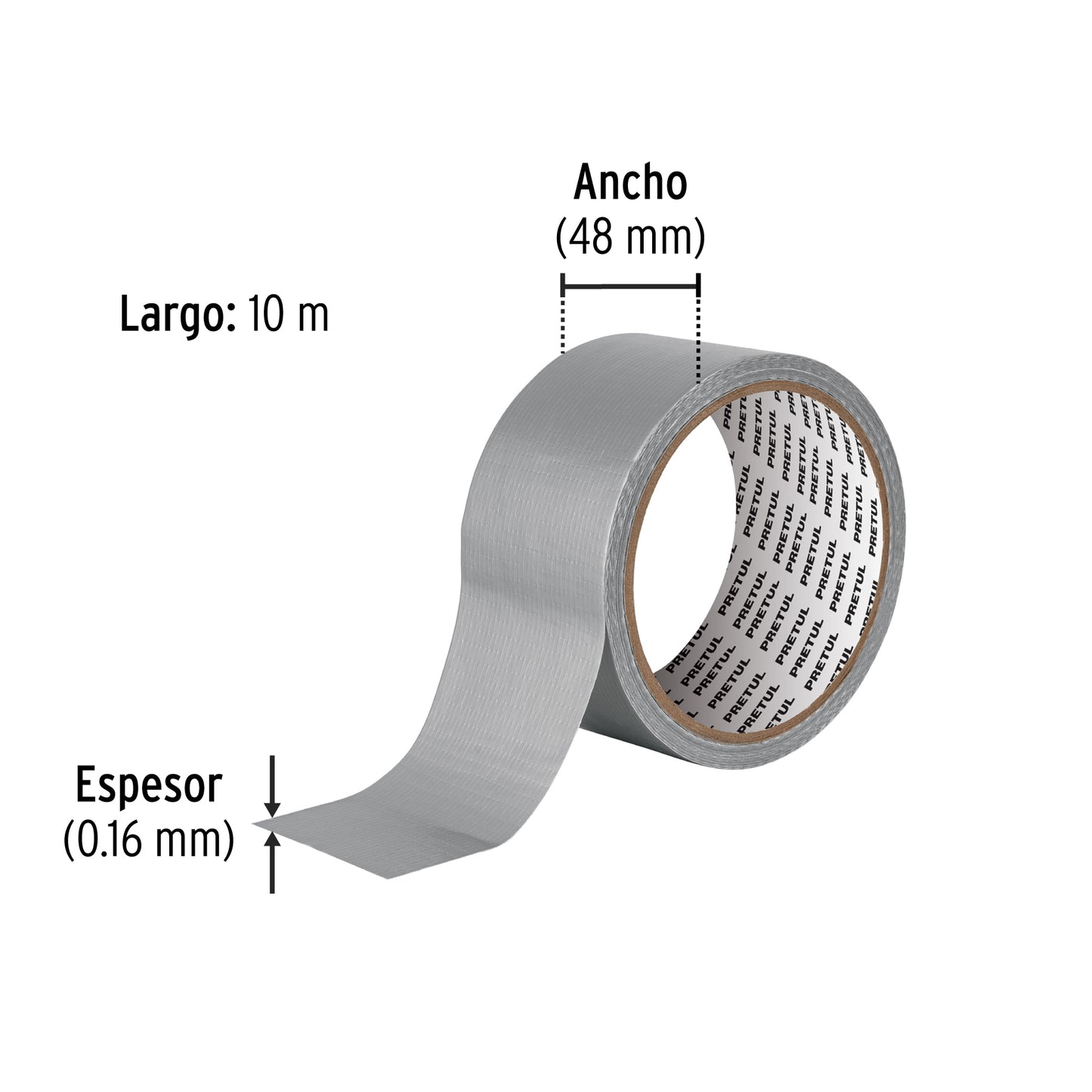 Duct Tape 10m x 48mm, Thickness 0.16mm, PRETUL