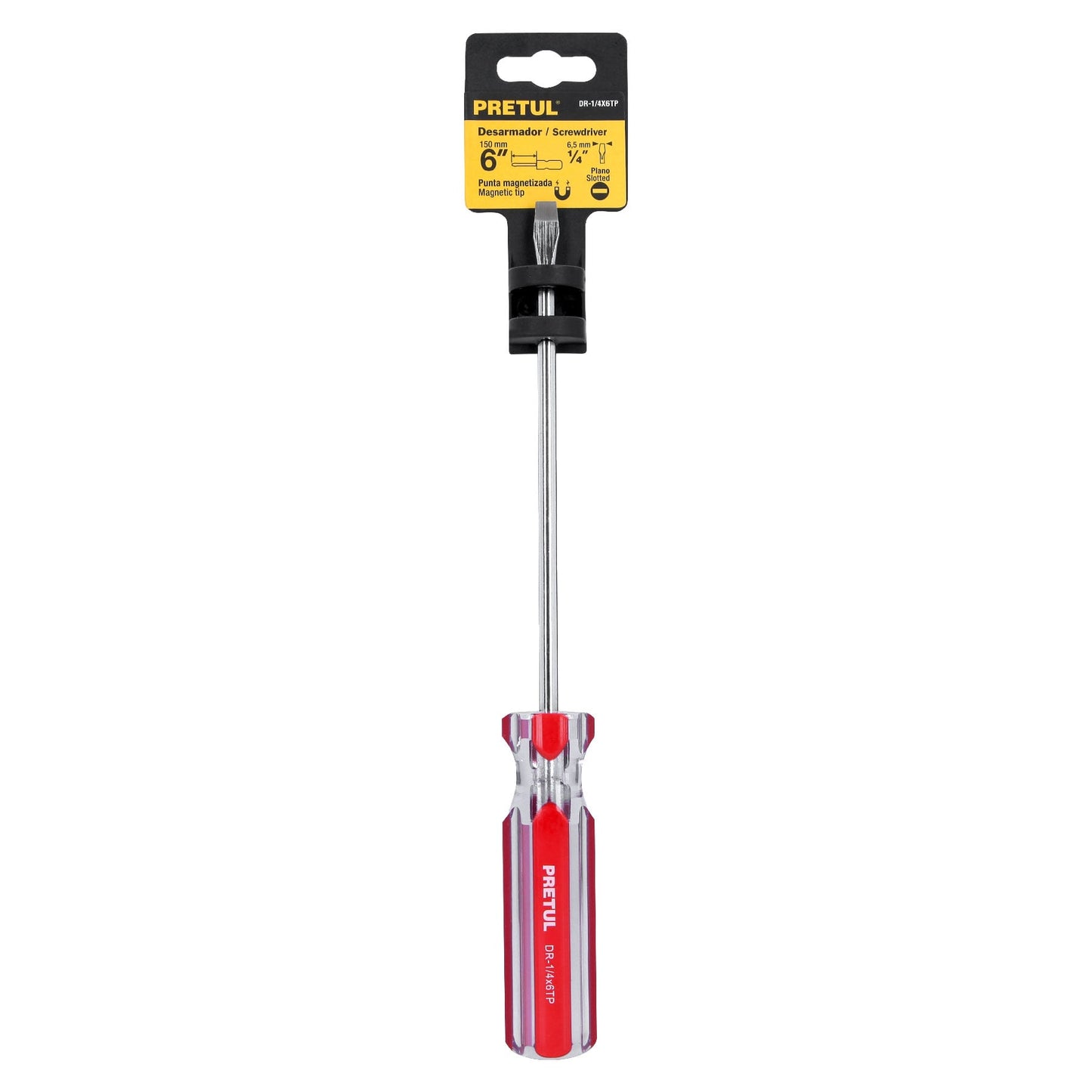 Flat Screwdriver 1/4 x 6" PVC Handle, PRETUL