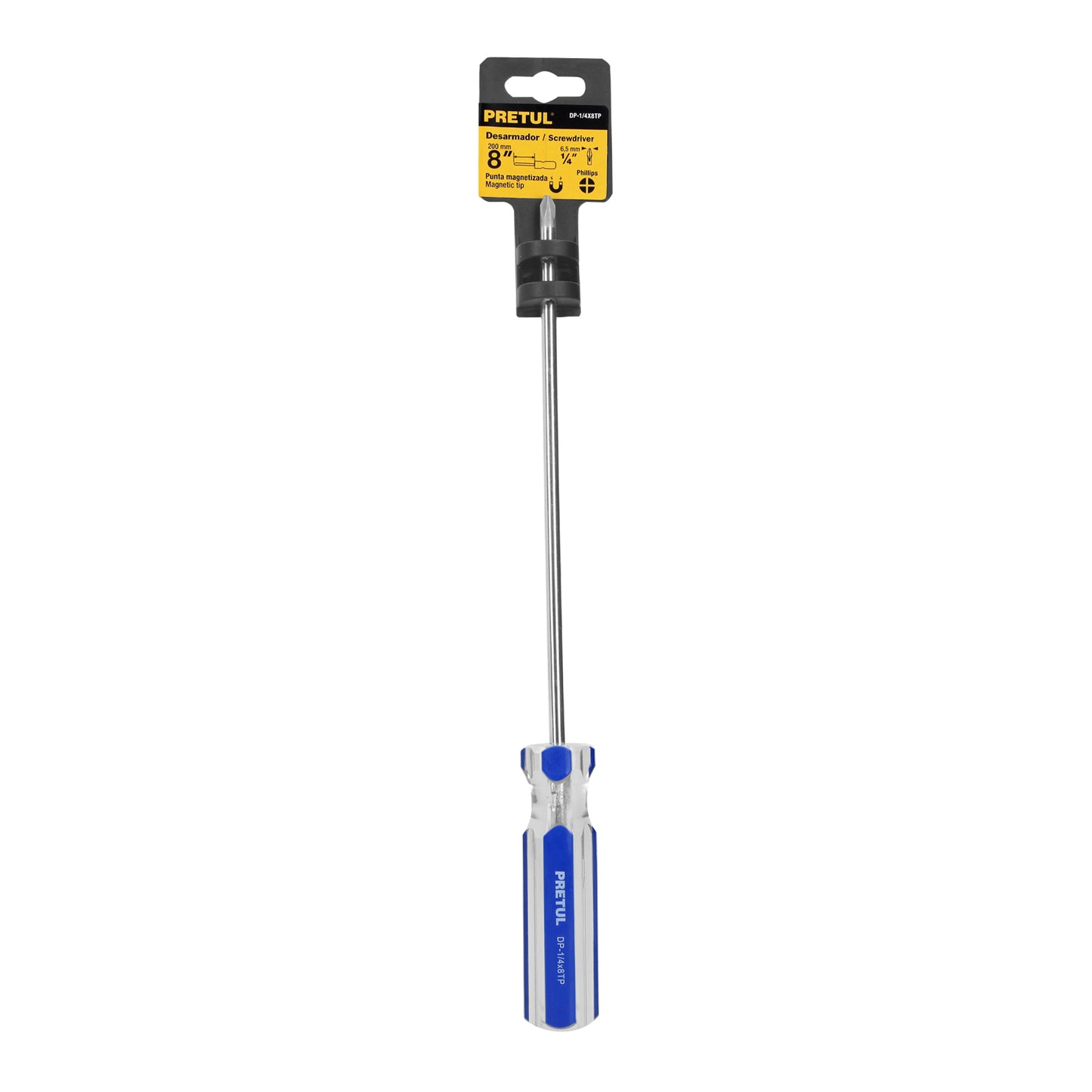 Cross Screwdriver 1/4 x 8" PVC Handle, PRETUL