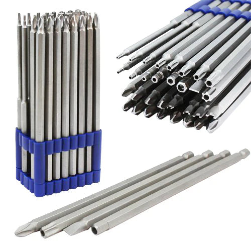 Extra Long Security Bit Set Tamper Proof Torx Star Tri Wing 32 Pcs
