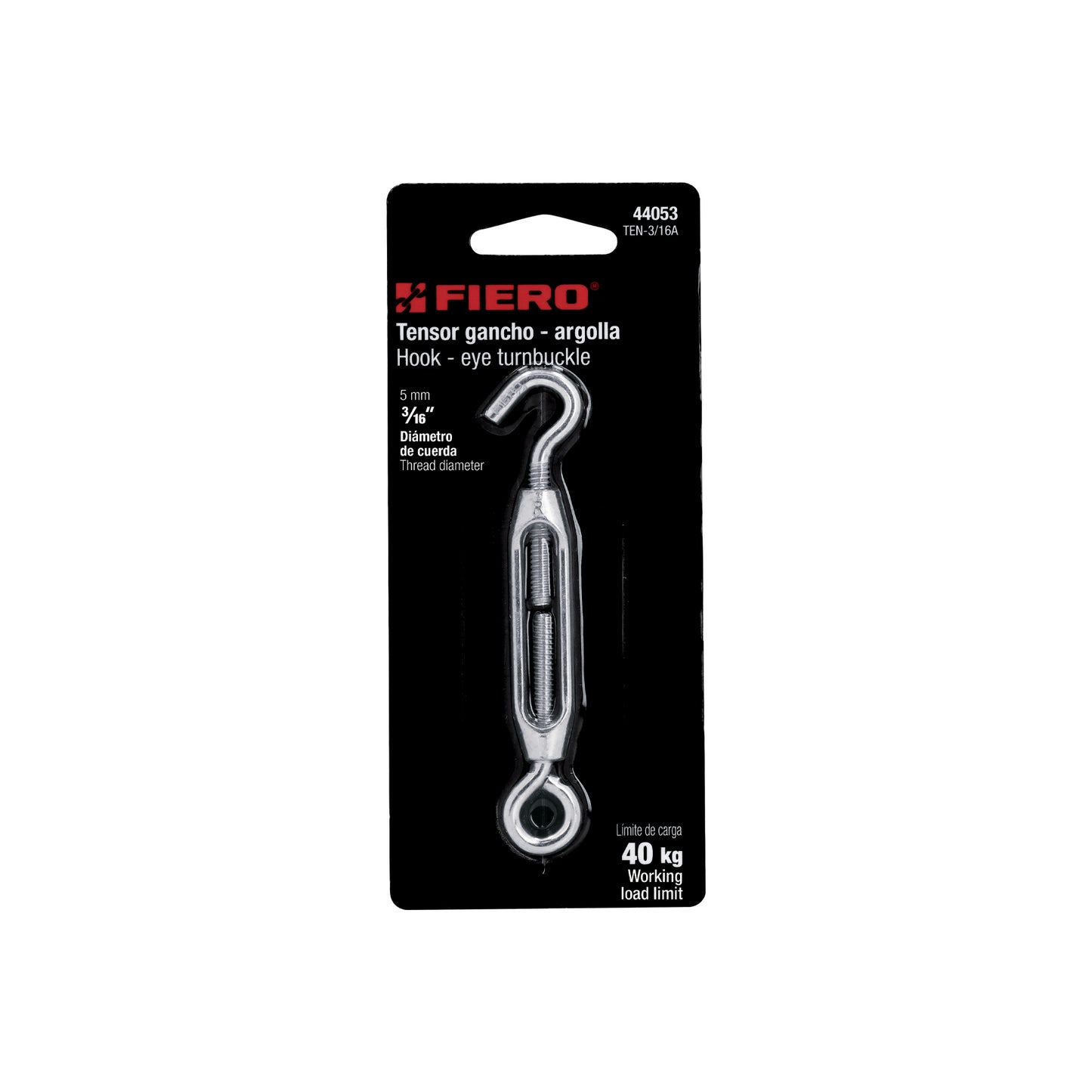 Zinc Turnbuckle 3/16" Eye-Hook, FIERO