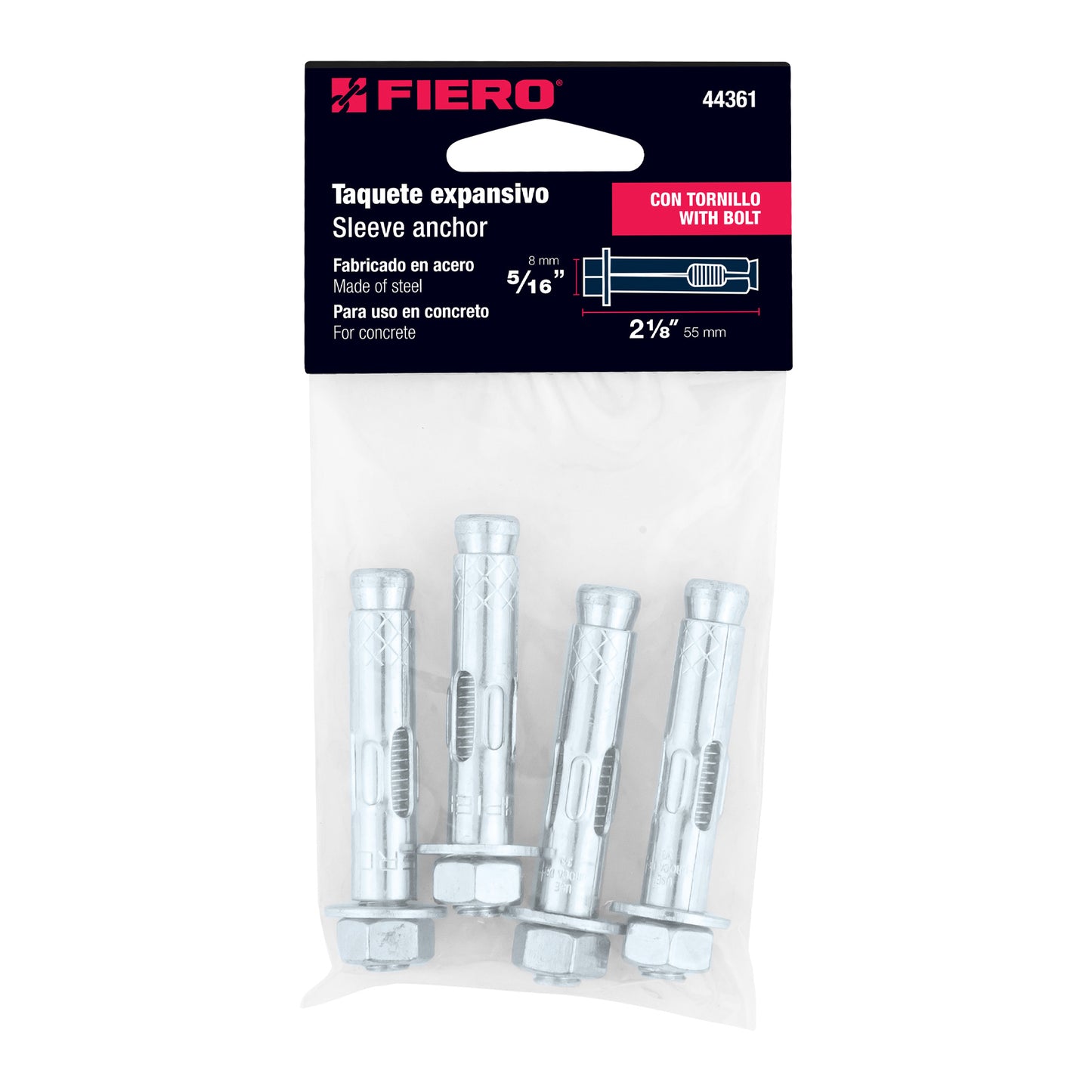 Bag With 4 5/16" Expansion Anchors With Screws, FIERO