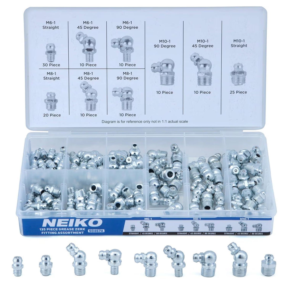 Grease Zerk Fitting Assorment Metric Neiko