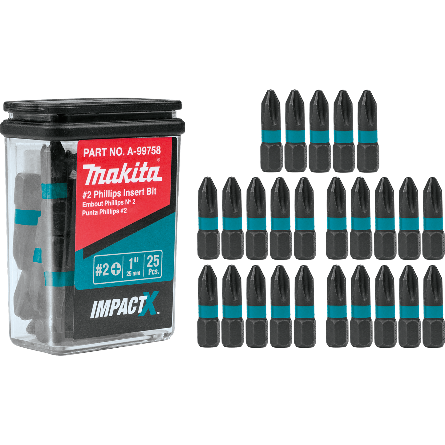 Phillips #2 Drywall 1″ Insert Bit, 25/Pcs ImpactX™ Makita