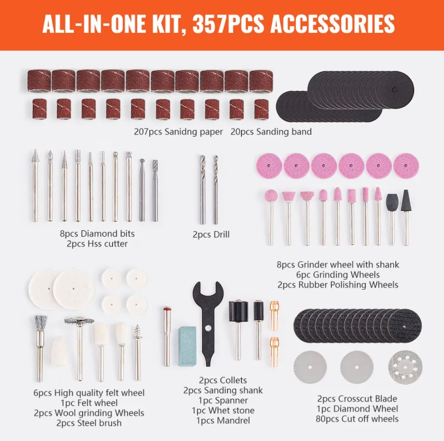 Rotary Tool Accesories Kit 357PCS Vevor