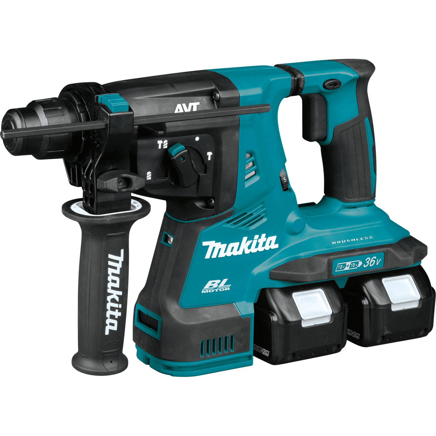 Rotary Hammer Kit (5.0Ah) 36V (18V X2) LXT® Brushless 1‑1/8" SDS‑PLUS AVT® Makita
