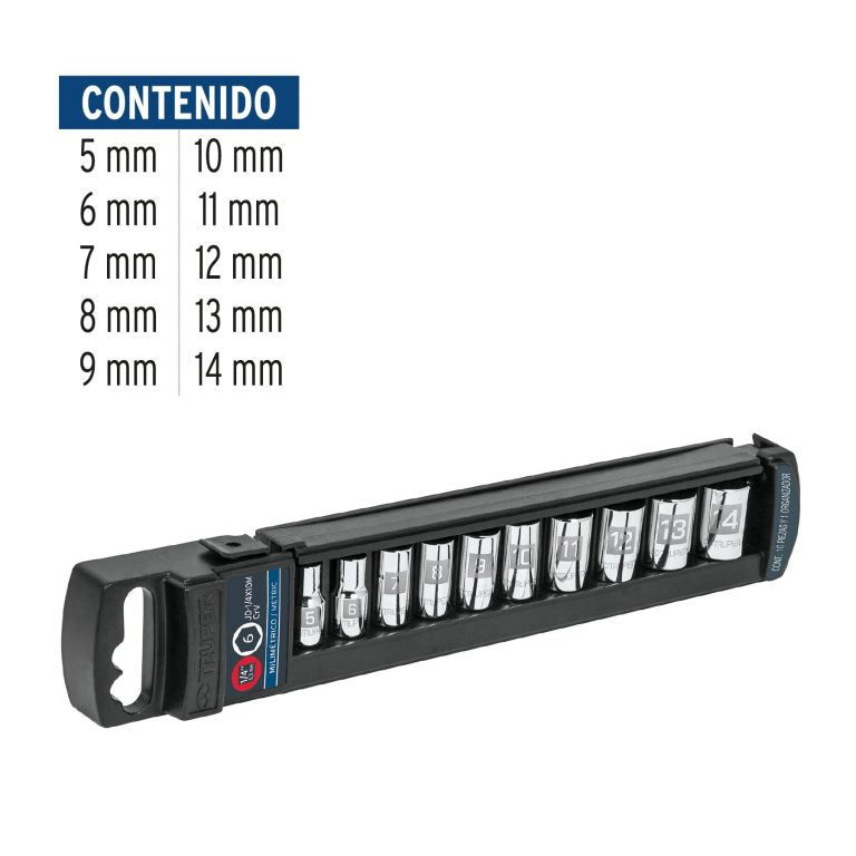 Set de 10 Copas Corta 1/4" Metrico