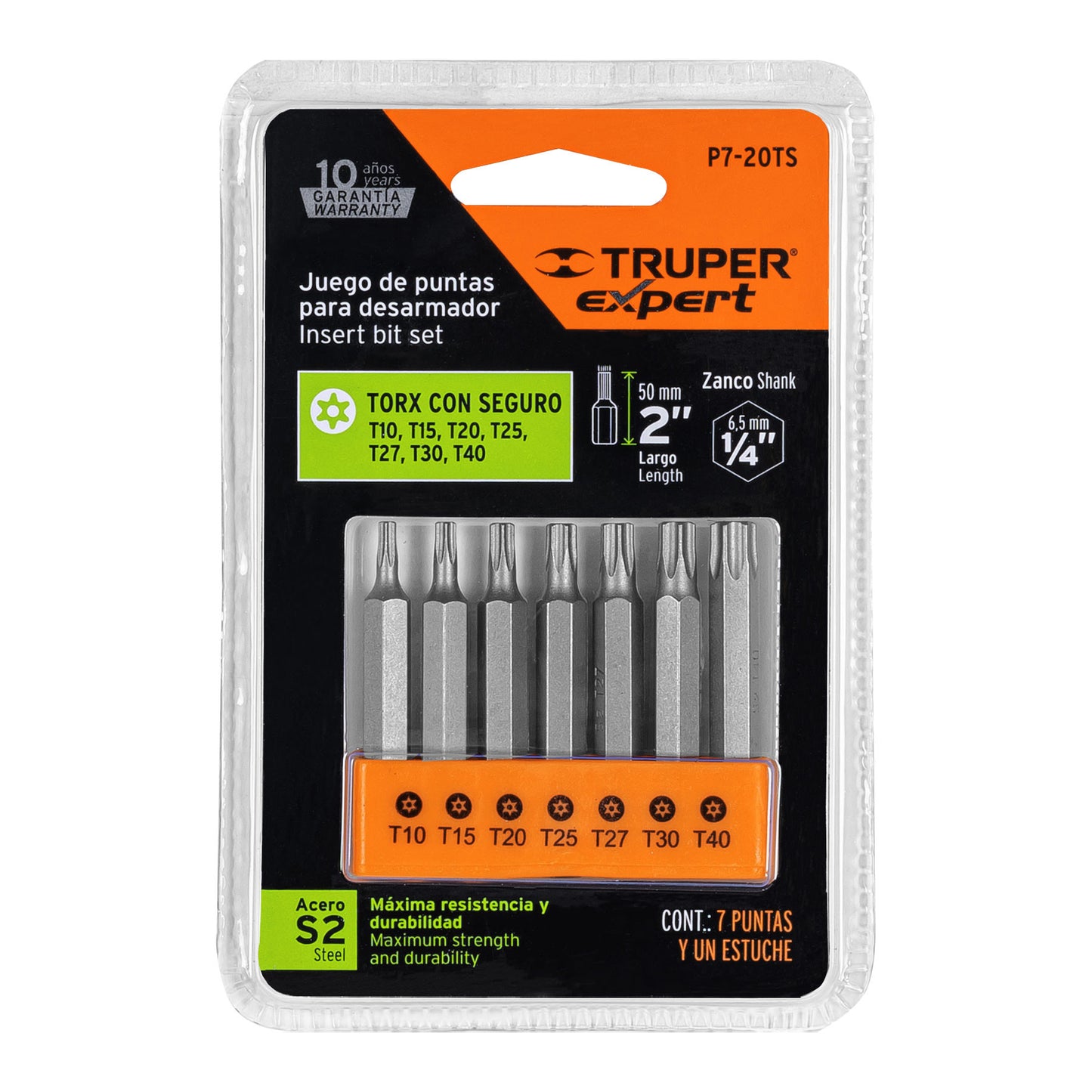 Torx Bit Set With Locking Mechanism, 7-Pcs Combination 2" Long, TRUPER EXPERT