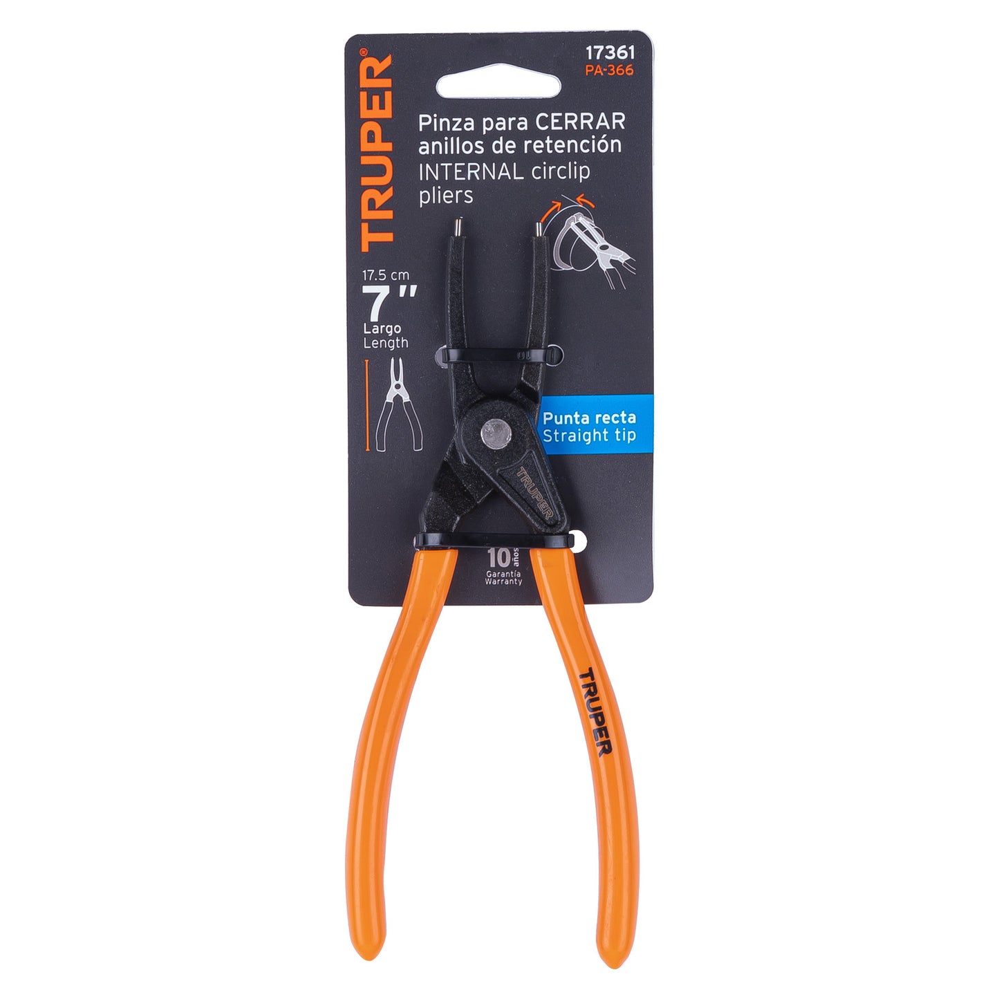 7" Straight Nose Pliers for Closing Rings, PVC Handle