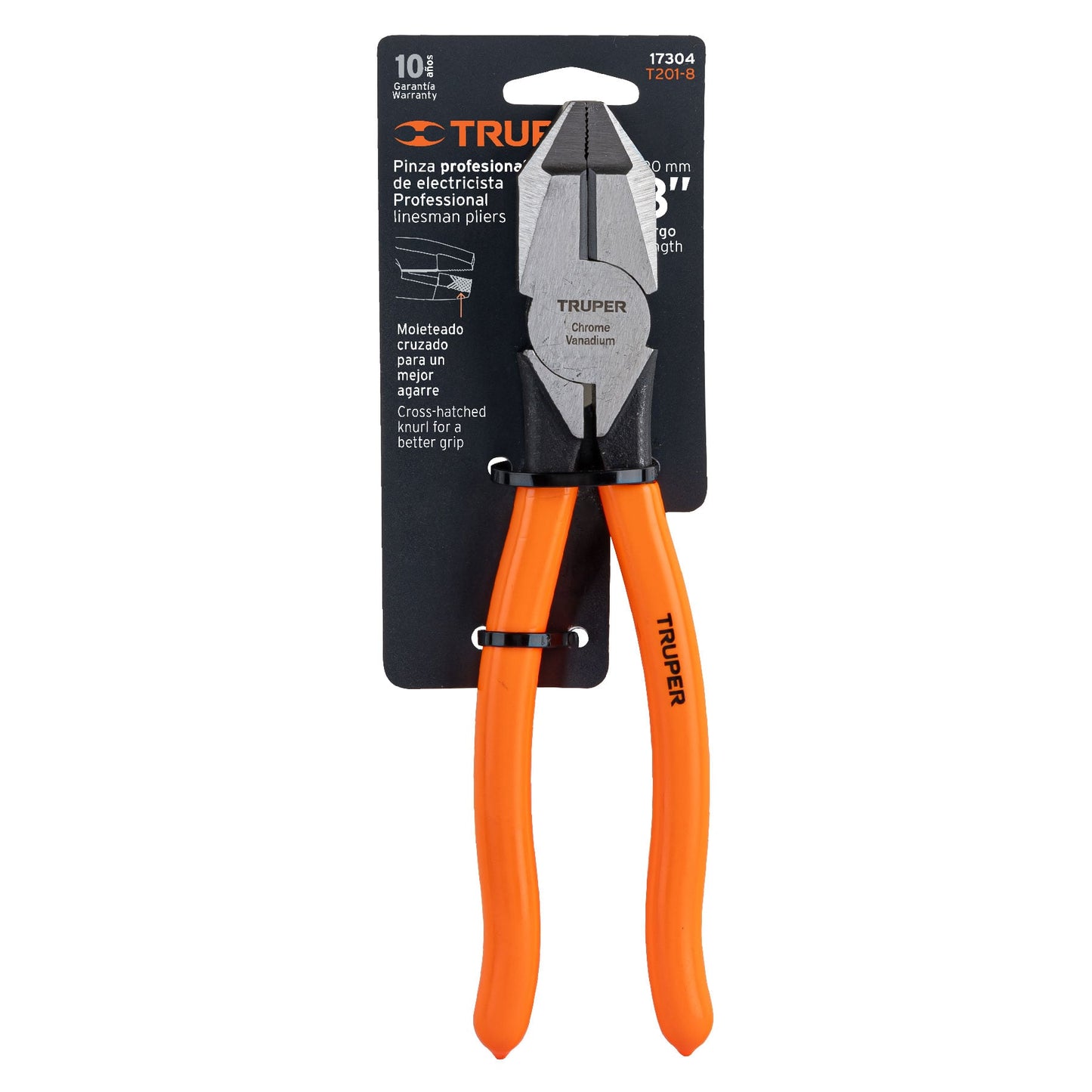Heavy Duty Electrician's Pliers, 8" PVC Handle, TRUPER