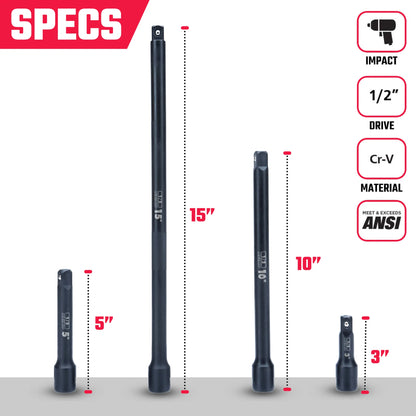 Impact Extension Bar Set 1/2" Drive "NEIKO"