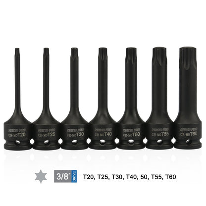 Torx Star Driver Bit Socket 3/8" Dr Set 7 Pc.