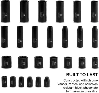 Standard and Deep Metric Impact Socket 3/8” Drive Set 26 Pcs.