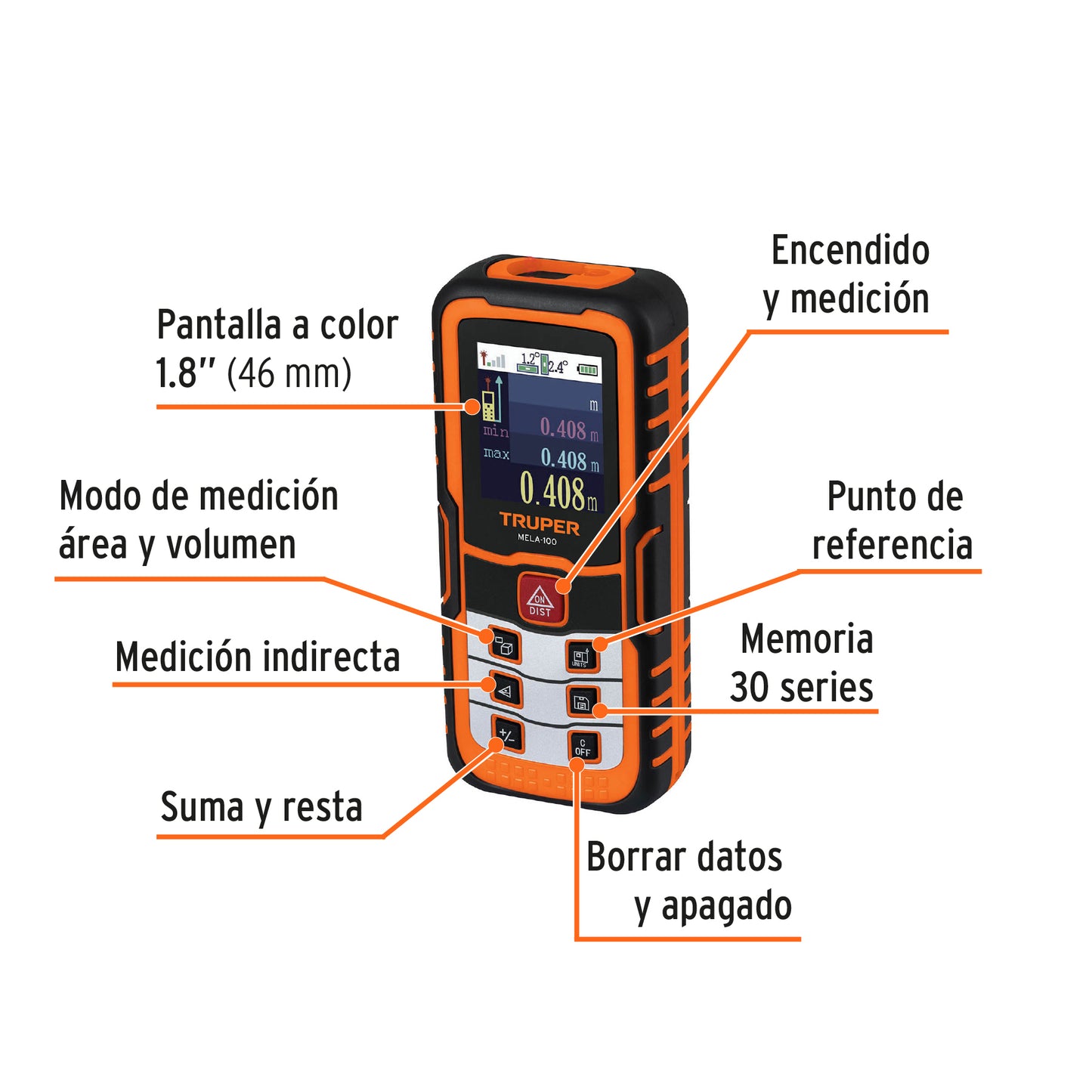 Laser Distance Meter, 0.05 m to 100 m TRUPER