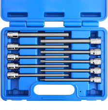 Drive Metric Extra Long Allen Hex Bit Socket Set 10 Pieces