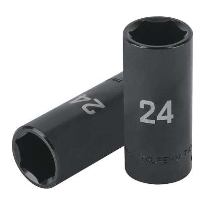 Long Impact Socket, 6 Points, 1/2" Drive, 24mm TRUPER