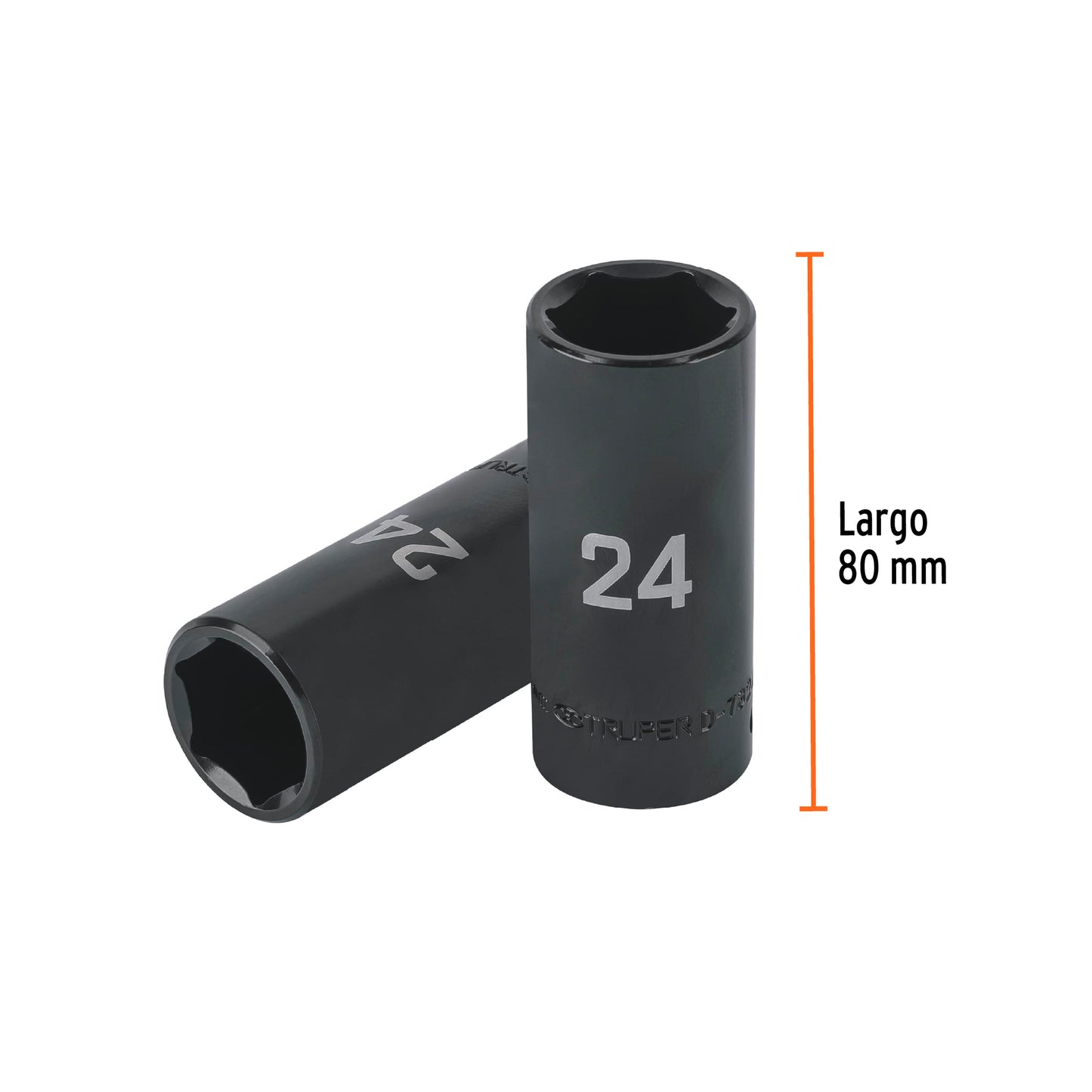 Long Impact Socket, 6 Points, 1/2" Drive, 24mm TRUPER