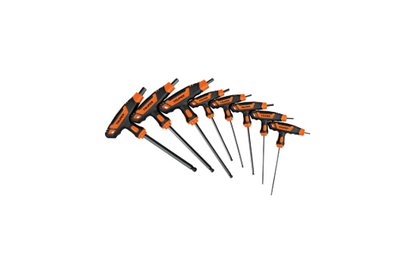 Set of 8 extra-long mm hexagonal keys with T-handle and ball end