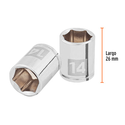Socket, 6 Points, 1/4" Drive, 14mm TRUPER