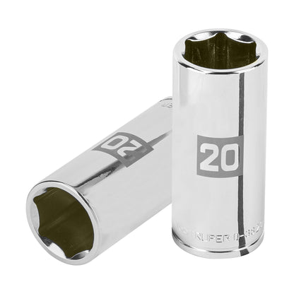 Deep Socket, 6 Points, 3/8" Drive, 20mm TRUPER