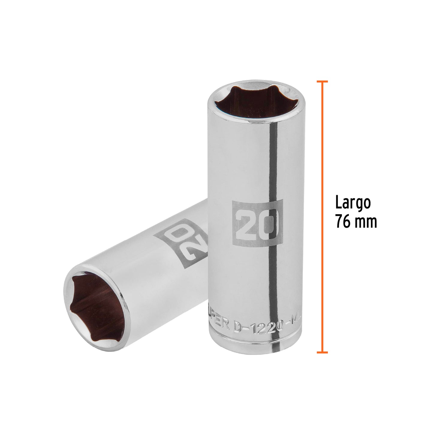 Deep Socket, 6 Points, 1/2" Drive, 20mm TRUPER