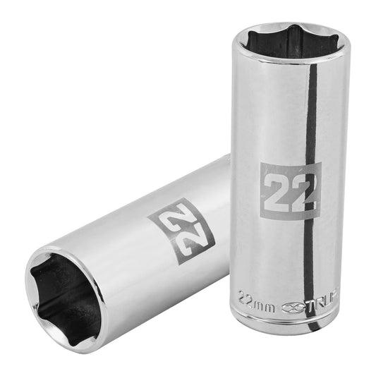 Deep Socket, 6 Points, 1/2" Drive, 22mm TRUPER