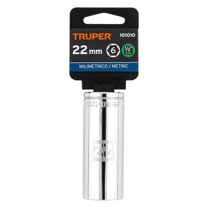 Deep Socket, 6 Points, 1/2" Drive, 22mm TRUPER