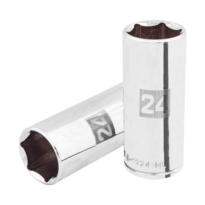 Deep Socket, 6 Points, 1/2" Drive, 24mm  TRUPER