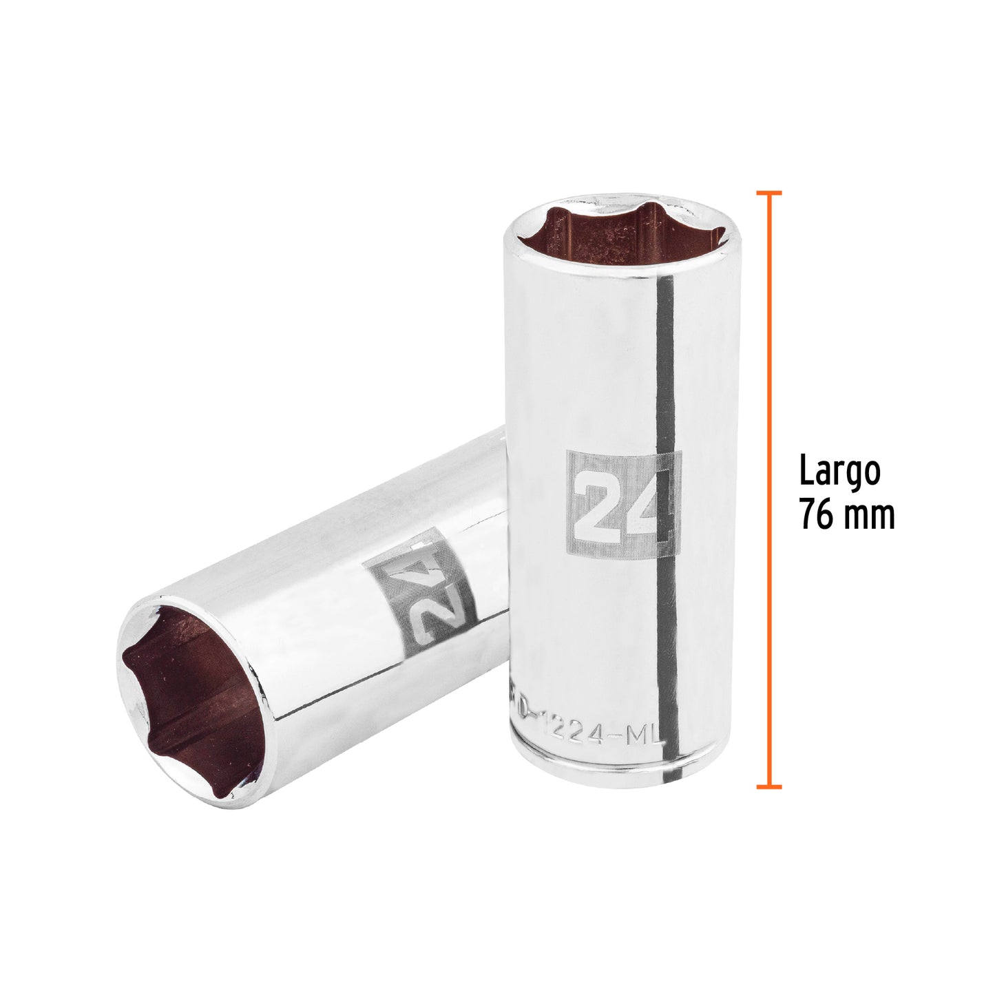 Deep Socket, 6 Points, 1/2" Drive, 24mm  TRUPER