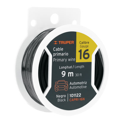 9m Reel of 16 Gauge Black Primary Cable TRUPER