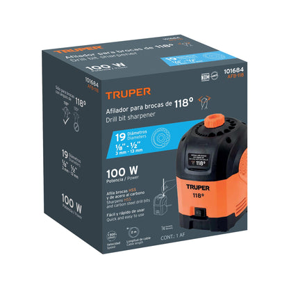 Electric Drill Bit Sharpener for 118° Pointed Bits, TRUPER