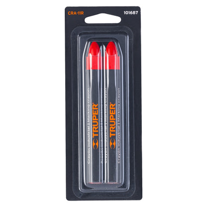 Blister Pack With 2 Red Industrial Crayons, 12 cm, TRUPER
