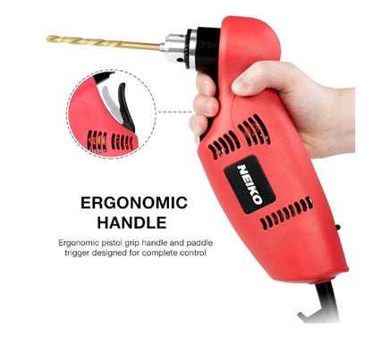 3/8" Right Angle Drill, 55-Degree Angle Close Quarter Corded Drill (0-1400 RPM)