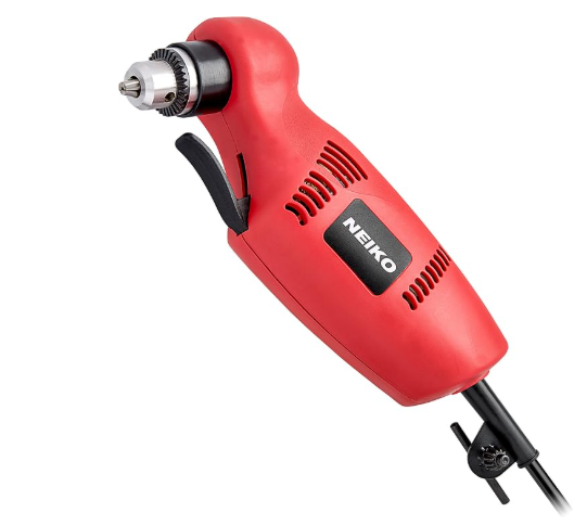 3/8" Right Angle Drill, 55-Degree Angle Close Quarter Corded Drill (0-1400 RPM)