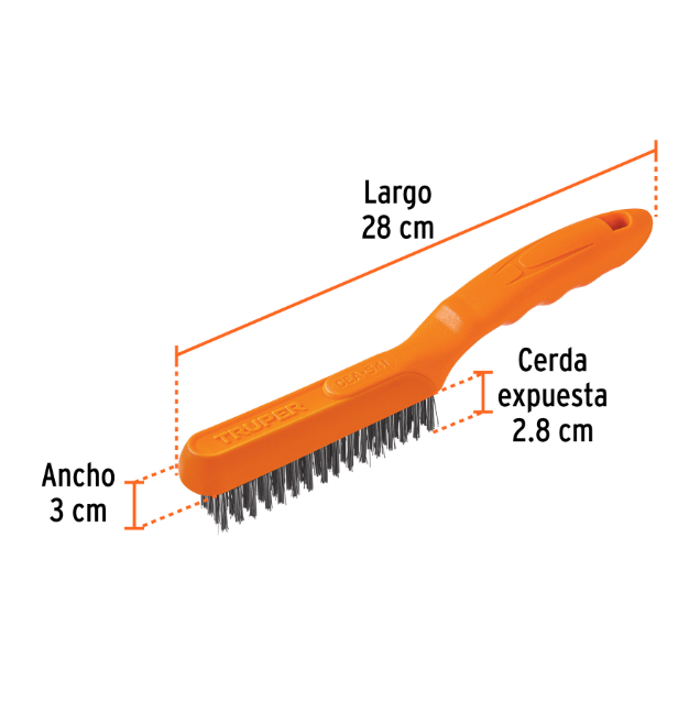 Wire Brush With 64 Stainless Steel Bristles, TRUPER